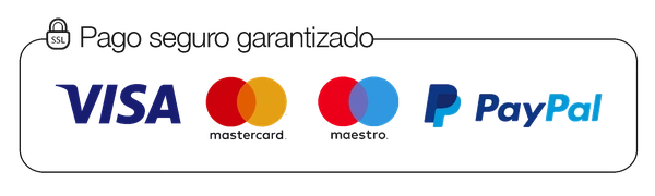 Pago seguro garantizado con Visa, Mastercard, Maestro y PayPal
